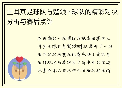 土耳其足球队与蹩颂m球队的精彩对决分析与赛后点评